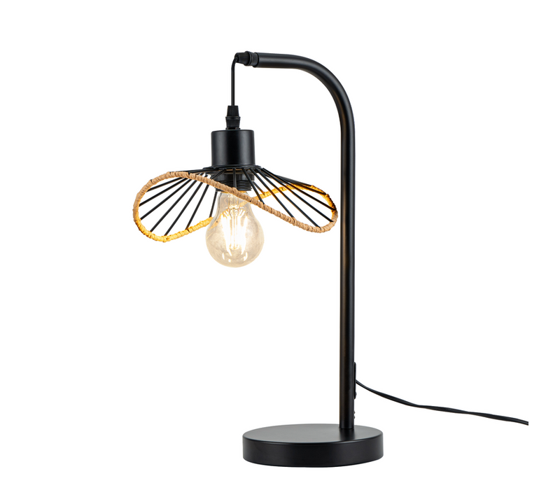 Lampe De Bureau Vintage, Lampe De Chevet, Lampe à Poser, E27 Avec Câble, Noire (sans Ampoule)