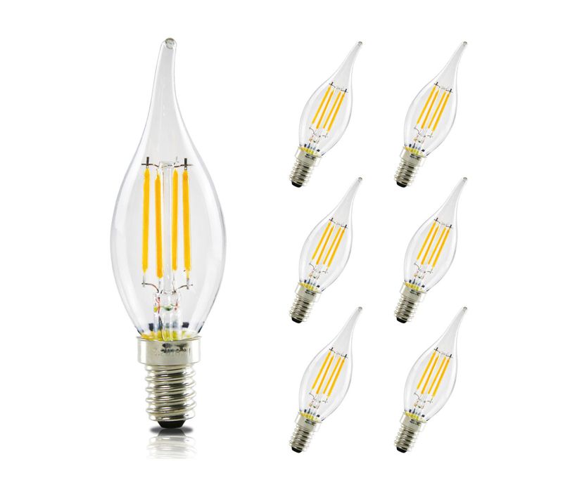Lot De 6 Ampoules LED E14 4w Blanc 2700k Lampe Bougie Chaud Filament Économie - Non Dimmable