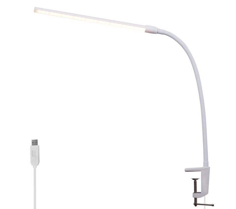 Lampe De Bureau LED à Pince Du Jour Blanche Avec 3 Températures De Couleur 5 Niveaux