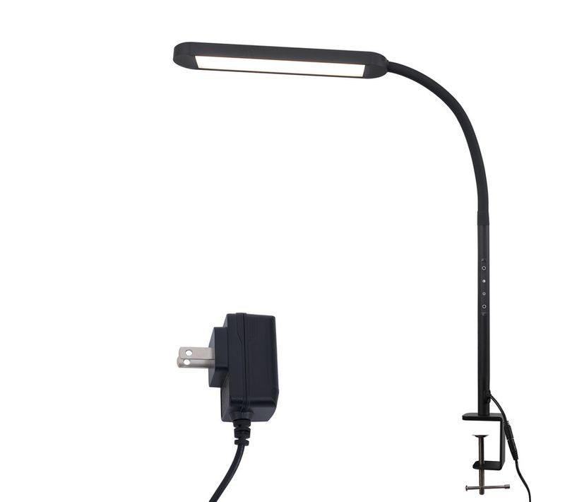 Lampe De Bureau LED à Pince à Intensité Variable Noire 5 Couleurs Et 5 Niveaux De Luminosité 11w