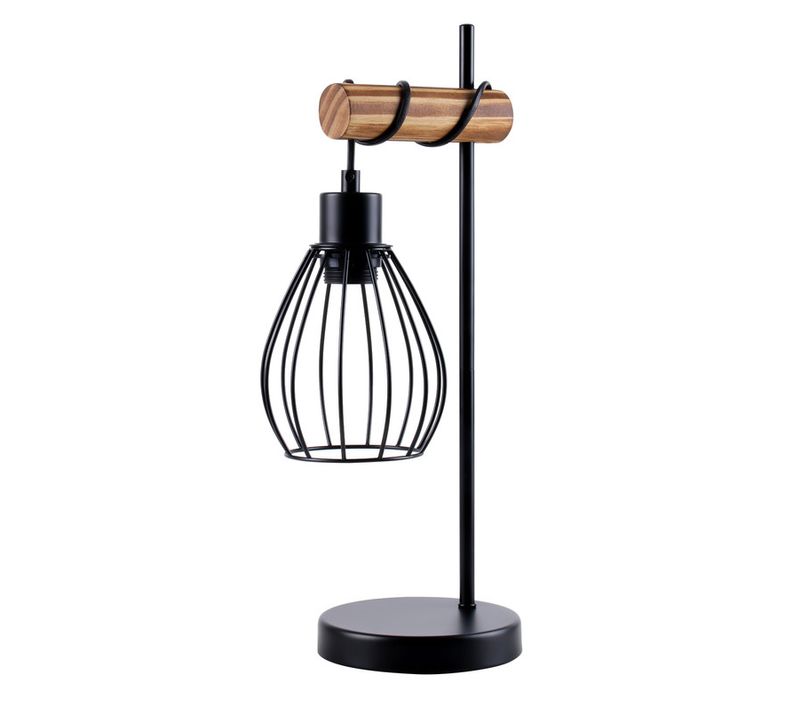 Lampe De Table Salon Lampe De Table Vintage Bois Noir Lampe De Chevet 1 Lumière Au Design Industriel