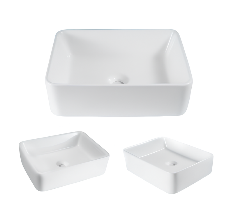 NETTLIFE vasque à poser, Lavabo de salle de bain céramique - vasque à poser carrée blanche 40 x 30cm