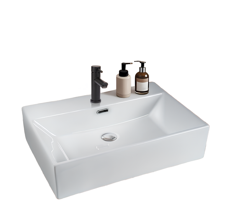 Nettlife Vasque à Poser Carrée, 51 X 42 Cm, Lavabo De Salle De Bain En Céramique Blanche.