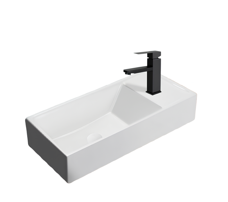 Nettlife Vasque à Poser, Lavabo De Salle De Bain Céramique Blanc - Vasque Carrée 40 X 22cm