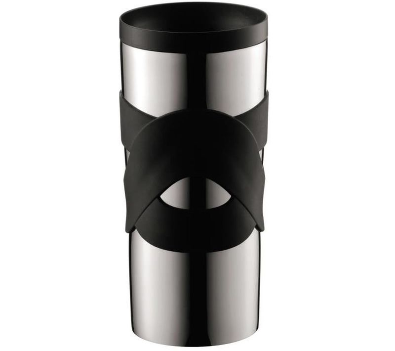 Mug De Voyage Isotherme 0,35 L — Inox Double Paroi, Noir, Couvercle Hermétique