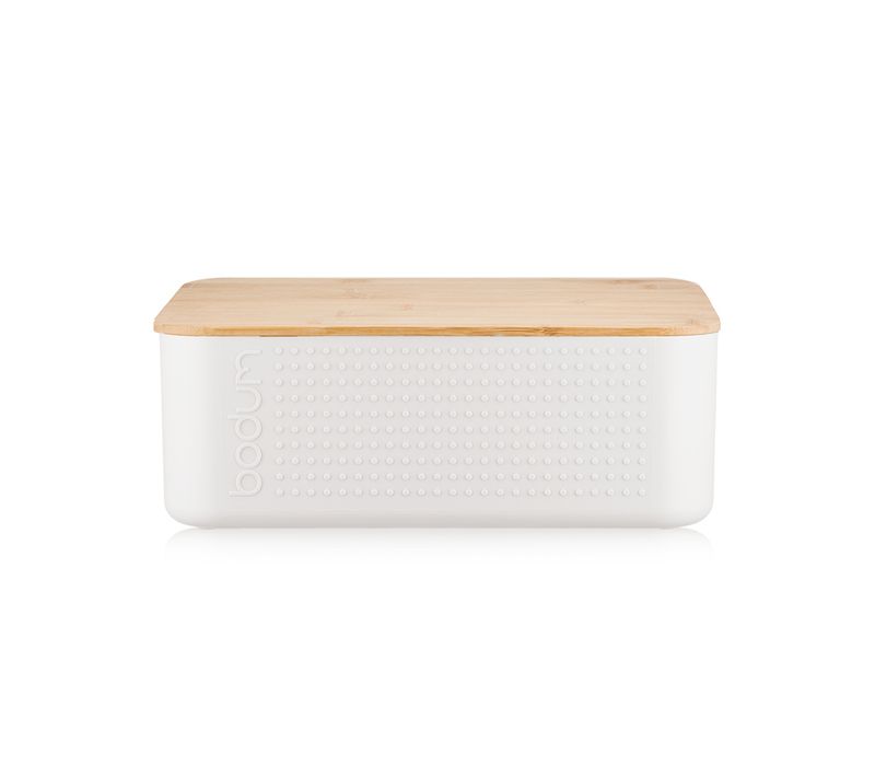Boîte à Pain Avec Couvercle 29 Cm En Bambou Blanc En Plastique