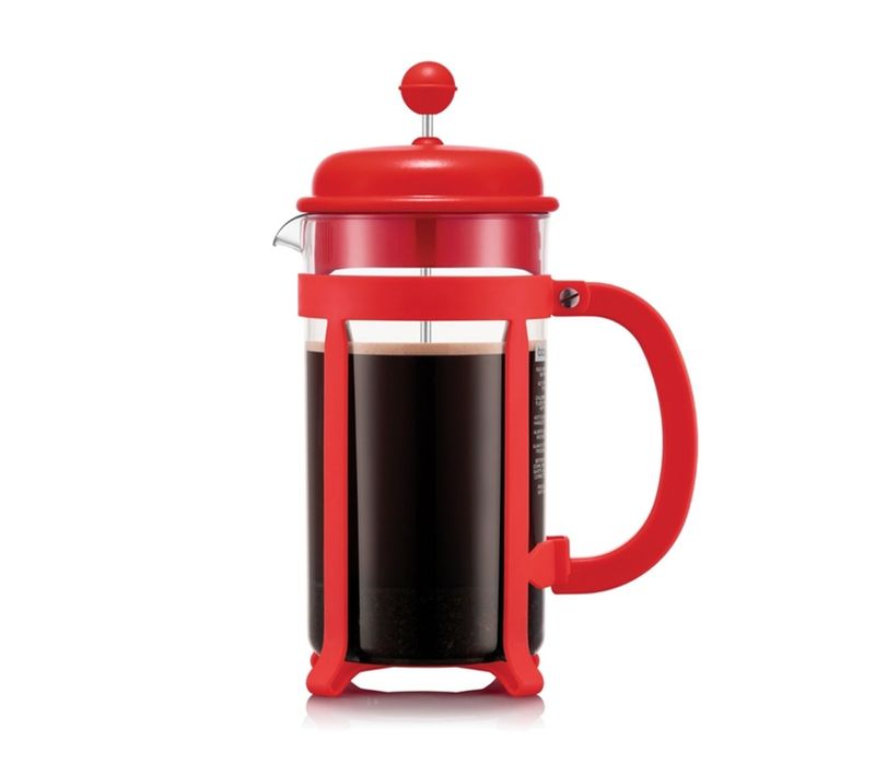 Cafetière à Piston Java 1 L (8 Tasses) - Rouge, Verre Borosilicate