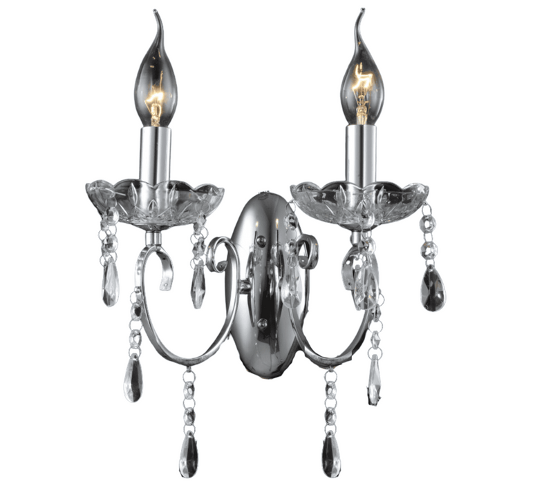 Applique 2 Bras Cristal Baroque Pampilles Argent - Pavia