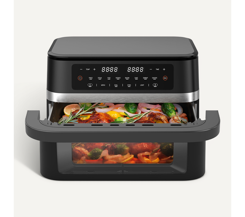 XXL 11l Double Zone Airfryer, Friteuse à Air Chaud, Friteuse Sans Huile Af100a, Recette