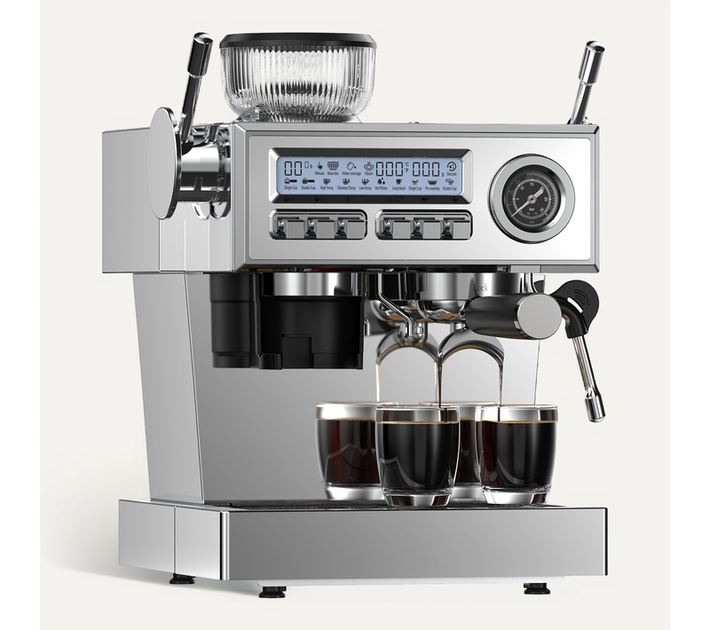 Machine à Expresso Italienne à Pompe 20 Bars, Broyeur Intégré, 1.6 L, Fonction Autonettoyante, 2050w