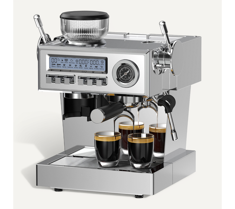 Machine à Café Expresso Avec Broyeur Intégré, 20 Bars, Autonettoyante, 1.6 L, 2050 W