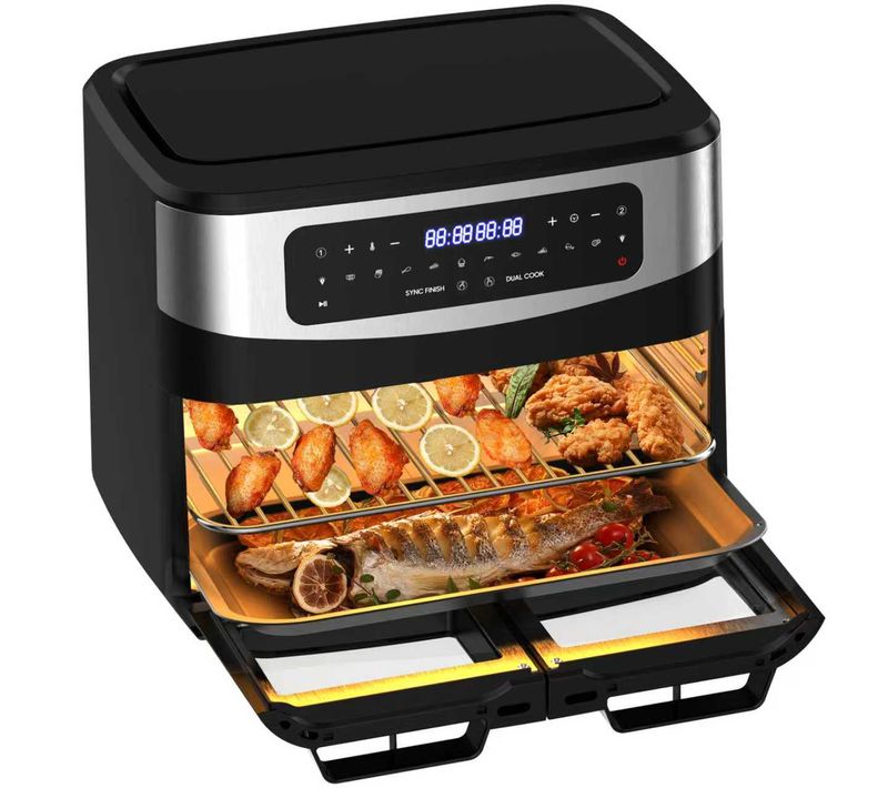 Friteuse Sans Huile, XXL Dual Zone Air Fryer 12l, 10 En 1, Écran Tactile, 2600W