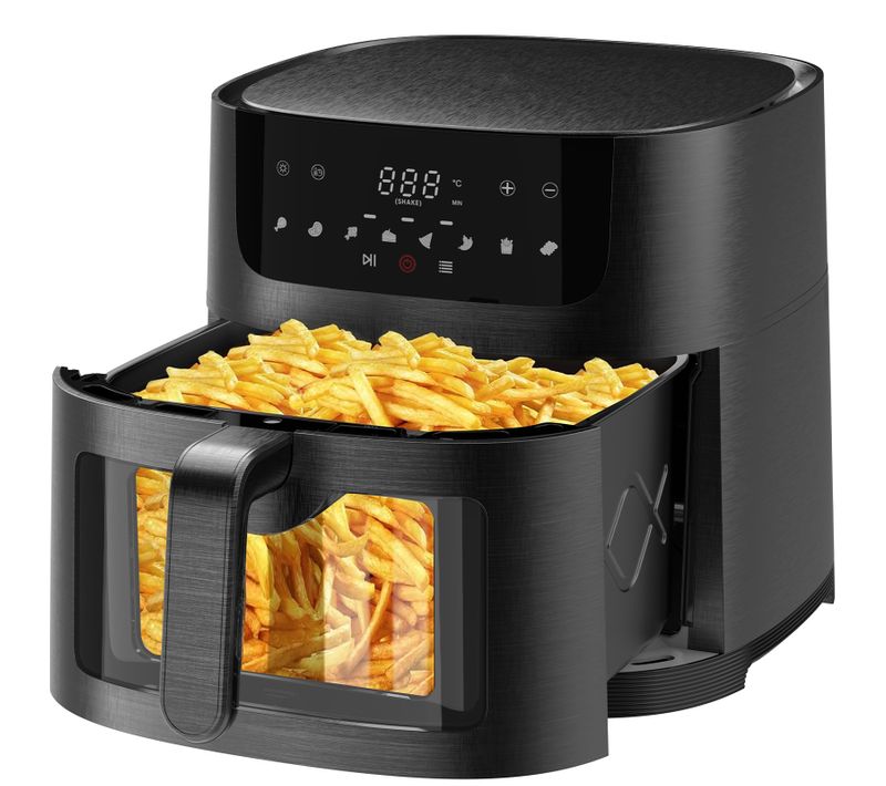 Friteuse Air Fryer 9L - XXL  avec Fenêtre - Friteuse à Air, 1800W, 8 en 1, Recettes