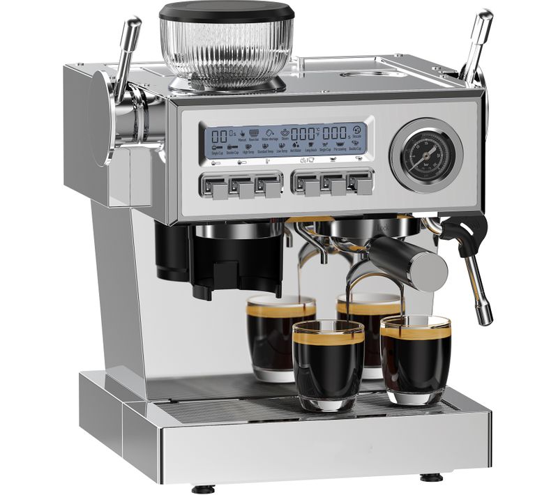 Machine à Expresso Italienne à Pompe 20 Bar, Built-in Grinder, Auto-cleaning, 2050w-1.6l