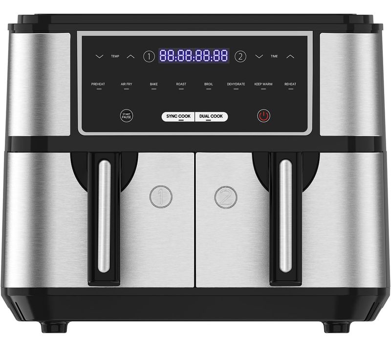 Friteuse à Air Chaud Kdf 5515dt Dual Zone Airfryer 9l ,2600w, Friteuse Sans Huile 8 Programmes