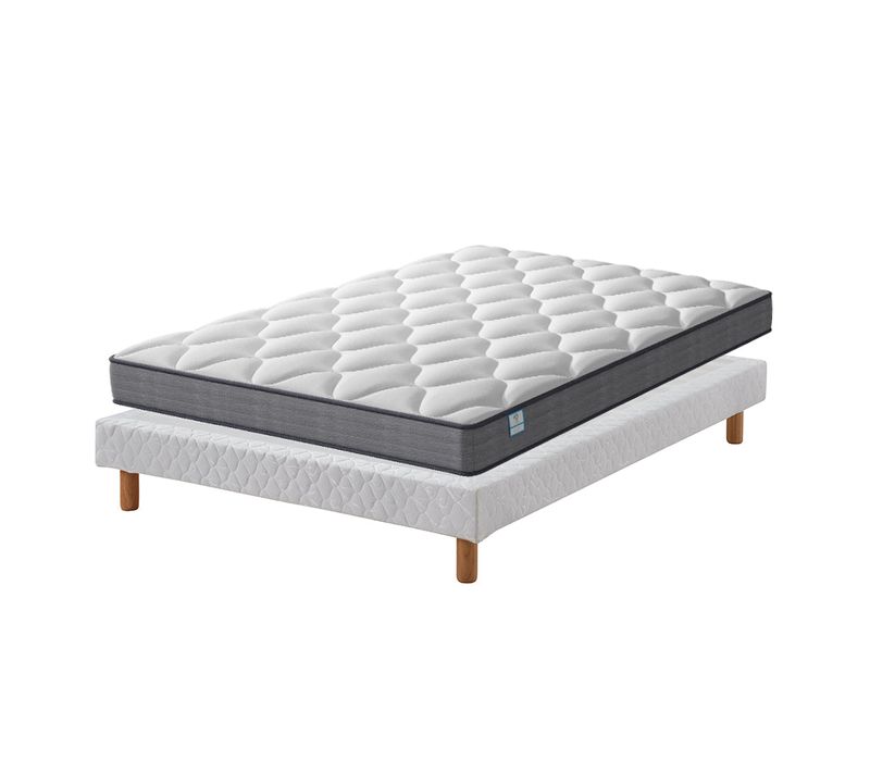 Ensemble Matelas à Ressorts 140x190 cm, Epaisseur 20 cm + Sommier Tapissier Déco