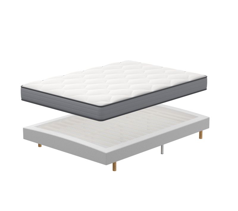 Ensemble Matelas à Ressorts 160x200 cm Epaisseur 20 cm + Sommier Tapissier Déco