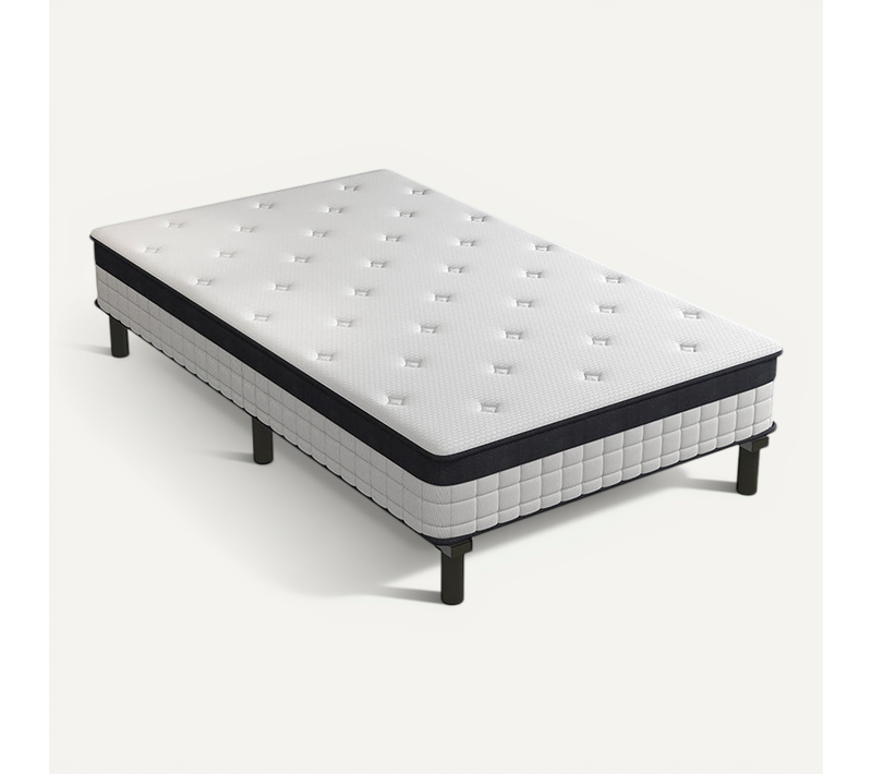 Matelas à ressort ensachés 90x200 cm + Cadre De Lit En Fer