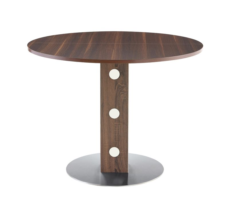 Table Salle à Manger Rond 100x76cm Pour 4-6 Personnes Rangement Ouvert Décoration Miroir Noyer