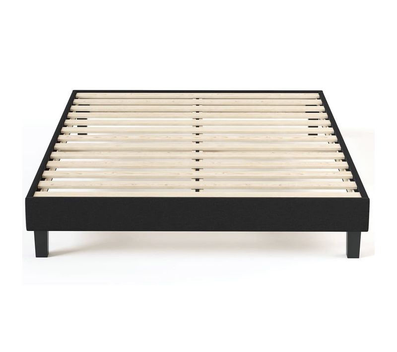 Sommier à Lattes 90x190 Tissu Déco Noir - Axel