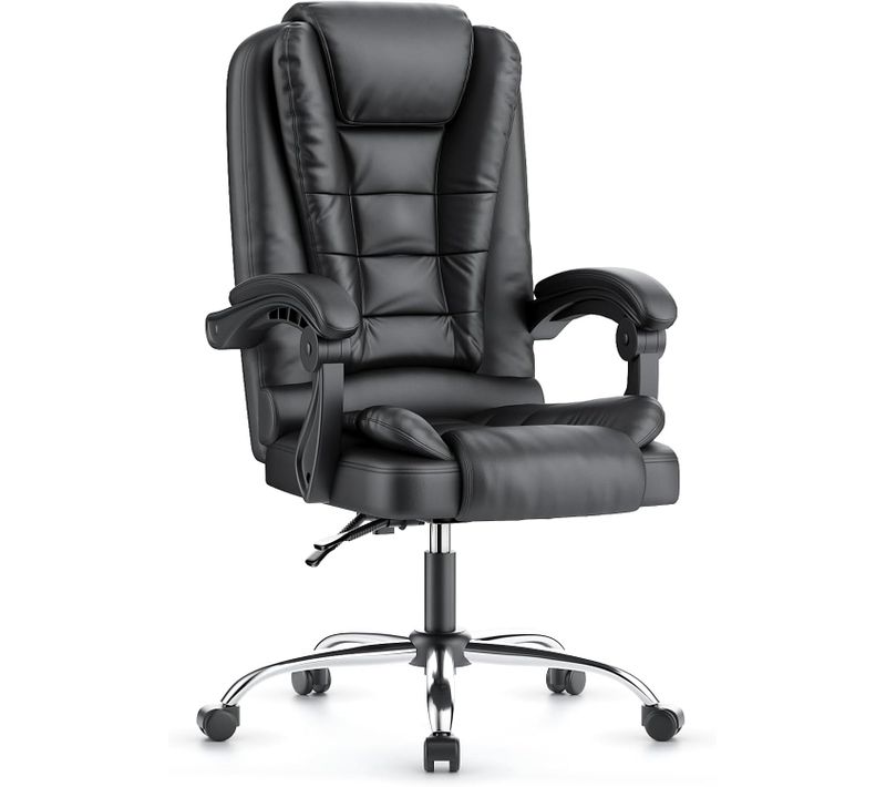 Chaise De Bureau Ergonomique Avec Repose-pieds Et Fonction D'inclinaison Réglable - Noir