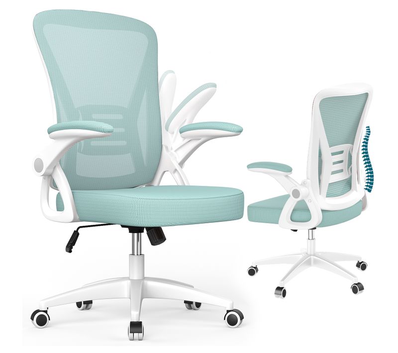 Fauteuil De Bureau Ergonomique En Maille Avec Soutien Lombaire, Accoudoirs Réglables - Vert