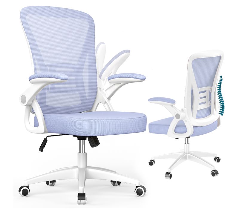 Fauteuil De Bureau Ergonomique En Maille Avec Soutien Lombaire, Accoudoirs Réglables - Pourpre