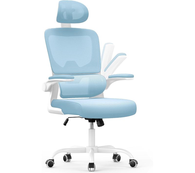 Fauteuil De Bureau Pivotant Avec Fonction Berçante Et Support Lombaire Adaptatif - Bleu