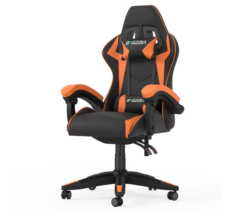 Fauteuil Gaming Ergonomique Réglable Avec Coussin Lombaire Et Appui-tête - Noir Et Orange