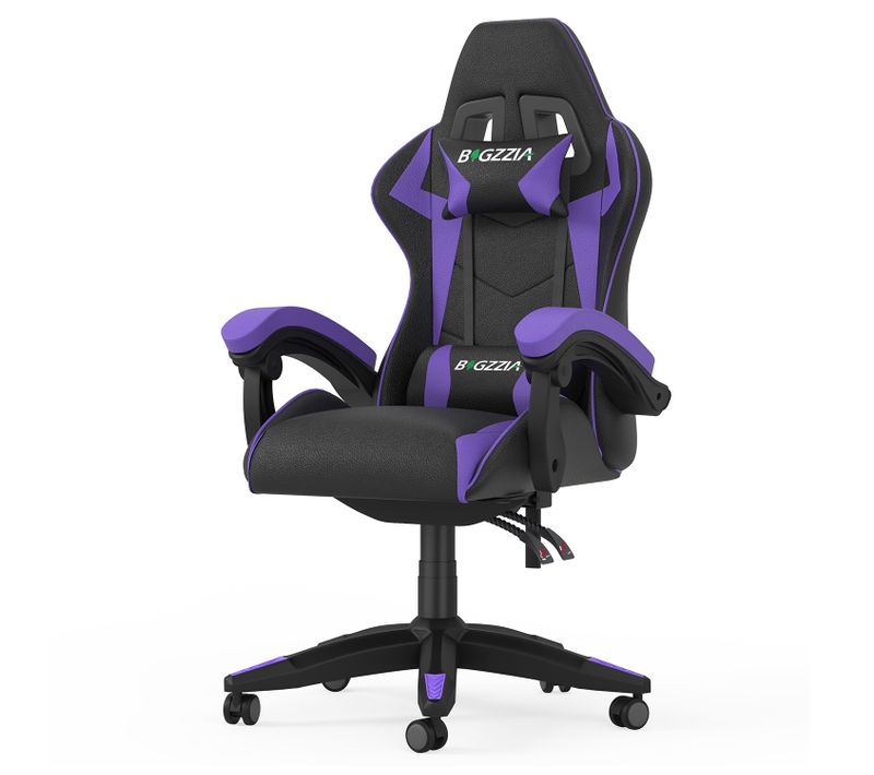 Fauteuil Gaming Ergonomique Réglable Avec Coussin Lombaire Et Appui-tête - Noir Et Violet
