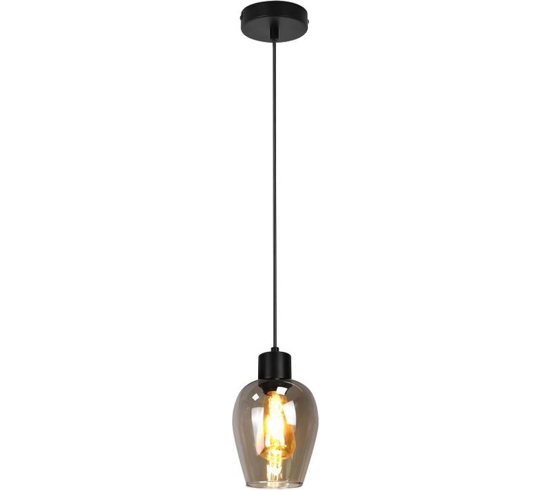 Suspension Noire Vintage, Lampe E27 En Verre Fumé Pour Table à Manger.