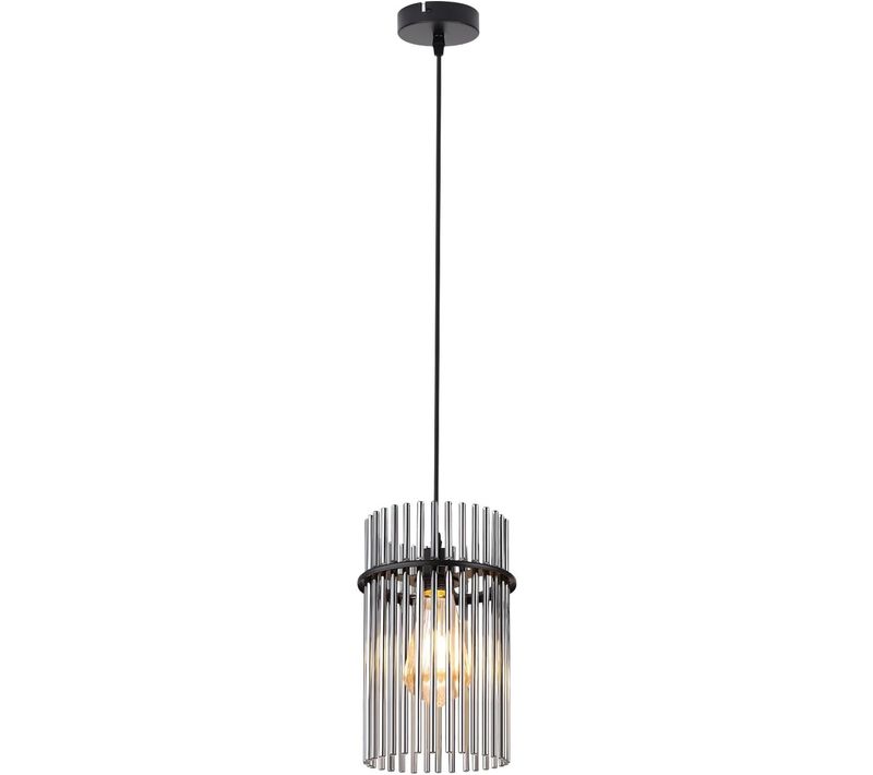 Suspension Noire, Lampe Verre 1-flamme E27, Ø 16 Cm Pour Chambre.