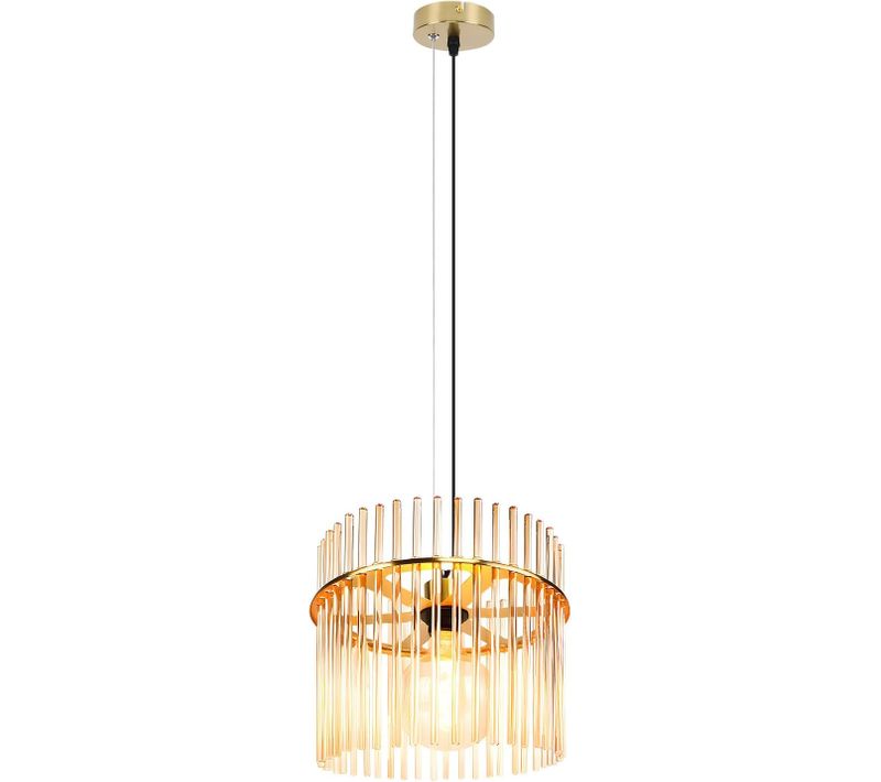 Suspension Dorée Rétro, Lampe Verre E27, Ø 30 Cm Pour Bar et Salon.