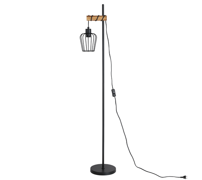 Lampadaire Vintage En Bois Et Métal, 146cm, Douille E27 Pour Salon.