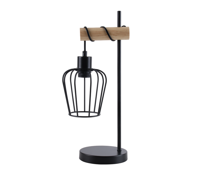 Nettlife Lampe De Table Vintage, Design Industriel En Bois Et Métal, Douille E27.