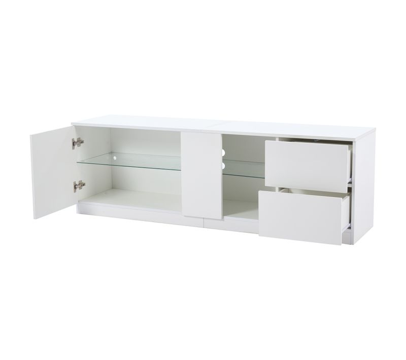 Meuble TV 160x40cm Brillant - Commode Avec LED - Lowboard Pour TV 65'' - Salon/chambre