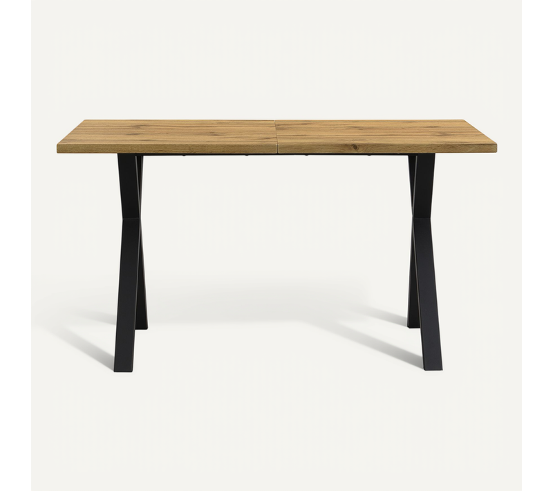 Table Design Industriel – Piètement Métal – Polyvalente - Noir - Champêtre - Finition Imitation Bois