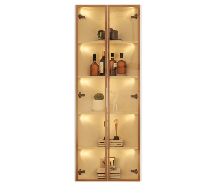 Vitrine D’angle LED 62x35x160 Avec Portes Vitrées Blanc Doré