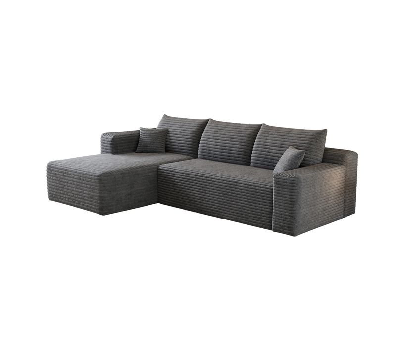 Canapé D'angle 241x151x58 Cm, Effet Nuage, Assise Profonde, Velours Côtelé, Gris