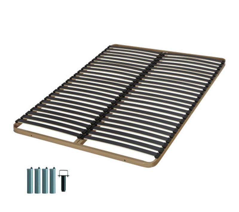 Sommier à Lattes + Pieds 120x190 C224 - 48 Lattes Bois - Fabrication Française