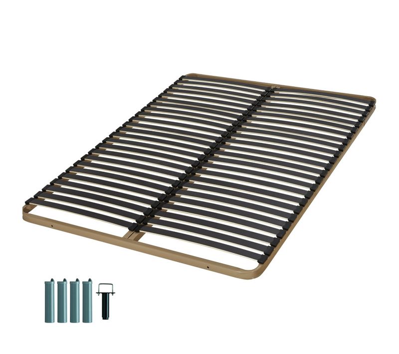 Sommier à Lattes + Pieds 160x200 C224 - 48 Lattes Bois - Fabrication Française