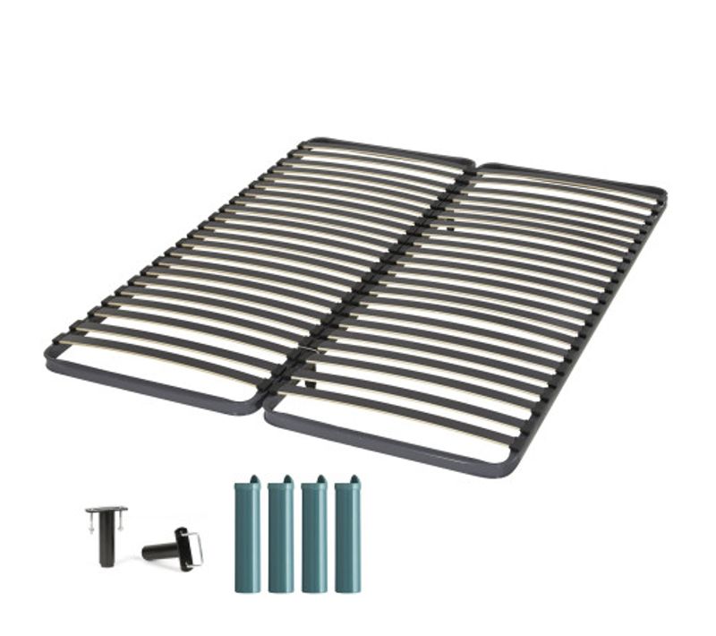 Sommier à Lattes + Pieds 2x70x190 C220 - 40 Lattes Bois - Fabrication Française