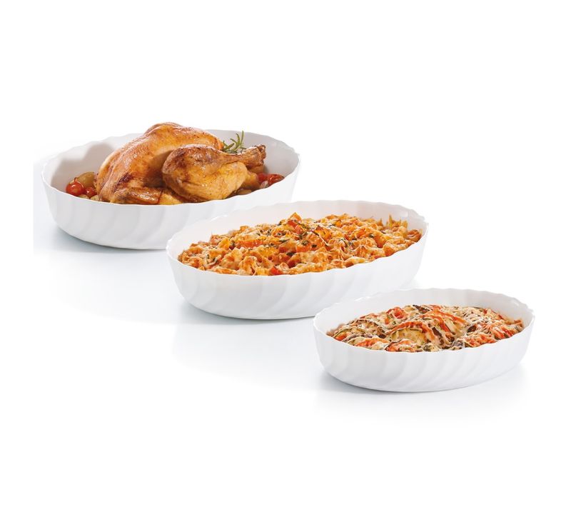 Lot De 3 Plats De Cuisson Ovales Empilables