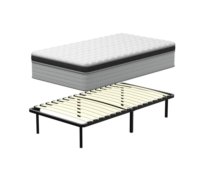 Ensemble Matelas Ressorts 90x190 cm, Accueil Mémoire De Forme, Epaisseur 30 cm + sommier