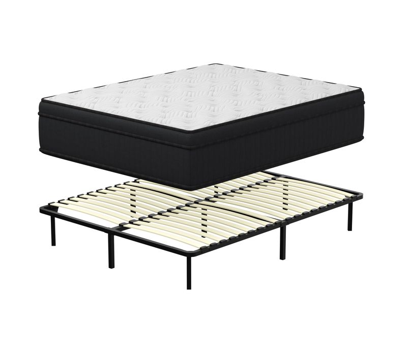 Ensemble Matelas Ressorts 140x190 cm, Accueil Mémoire De Forme, Epaisseur 25 cm + sommier