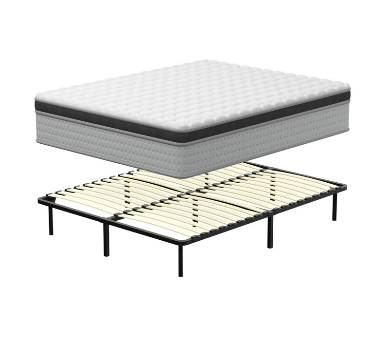 Ensemble Matelas Ressorts 160x200 cm, Accueil Mémoire De Forme, Epaisseur 30 cm + sommier