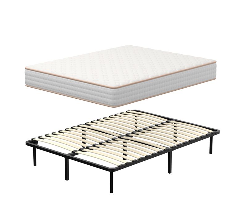 Matelas Mousse 140x190 cm Epaisseur 18 cm + cadre à lattes Bois Peuplier