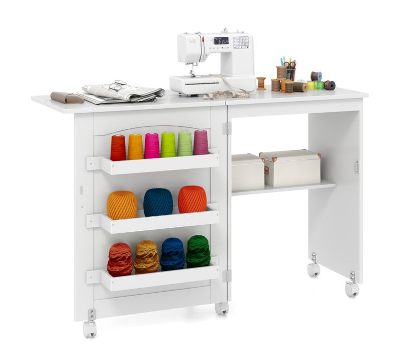 Table De Couture Pliante Meuble Pour Machine à Coudre Avec 3 Etagères