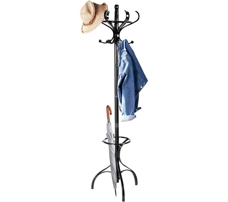 Porte-manteau Sur Pieds Avec 12 Crochets,porte-parapluie,charge 10kg,180cm De Hauteur (noir)