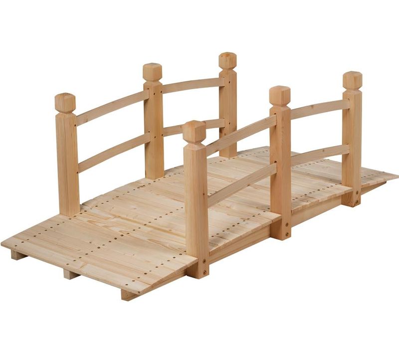 Pont De Jardin En Bois Pont D'etang Pond De Bassin Pont En Bois Décoration 150 X 67 X 55 Cm